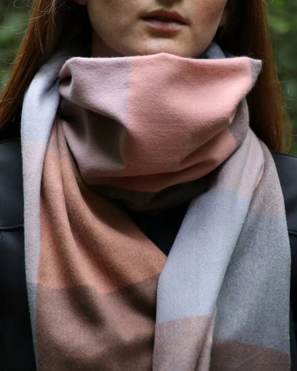 Hy Equestrian Cumbria Soft Touch Scarf Blush Pink/Dark Grey/Brown