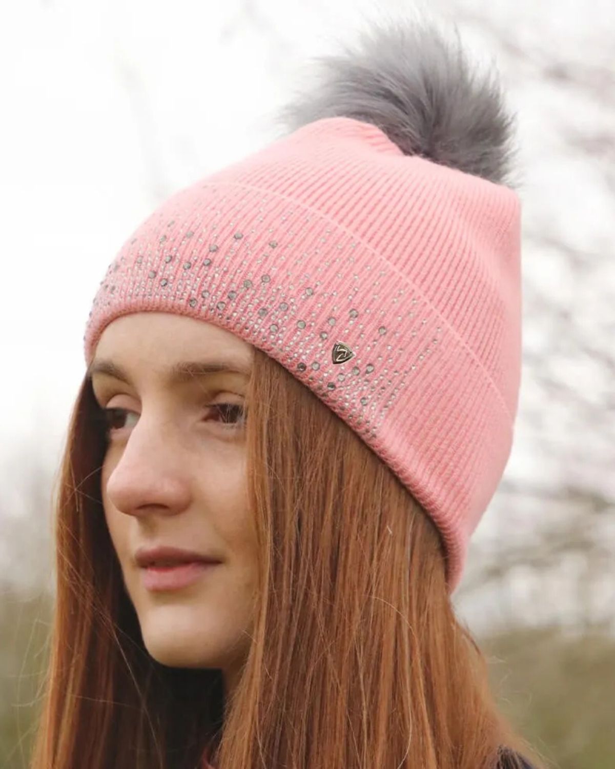Hy Equestrian Synergy Diamante Bobble Hat Rose