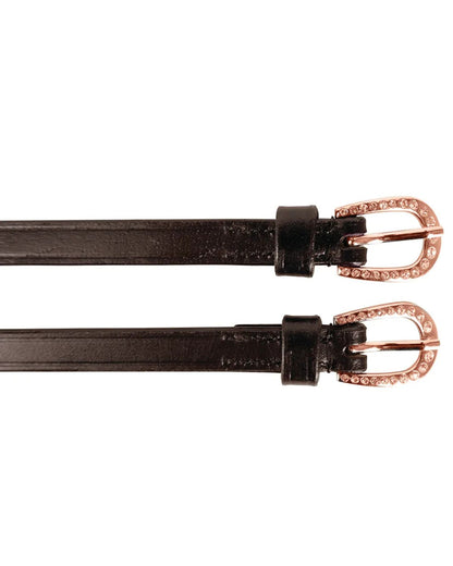 Hy Equestrian Children's Diamante Spur Straps Brown/Rose Gold