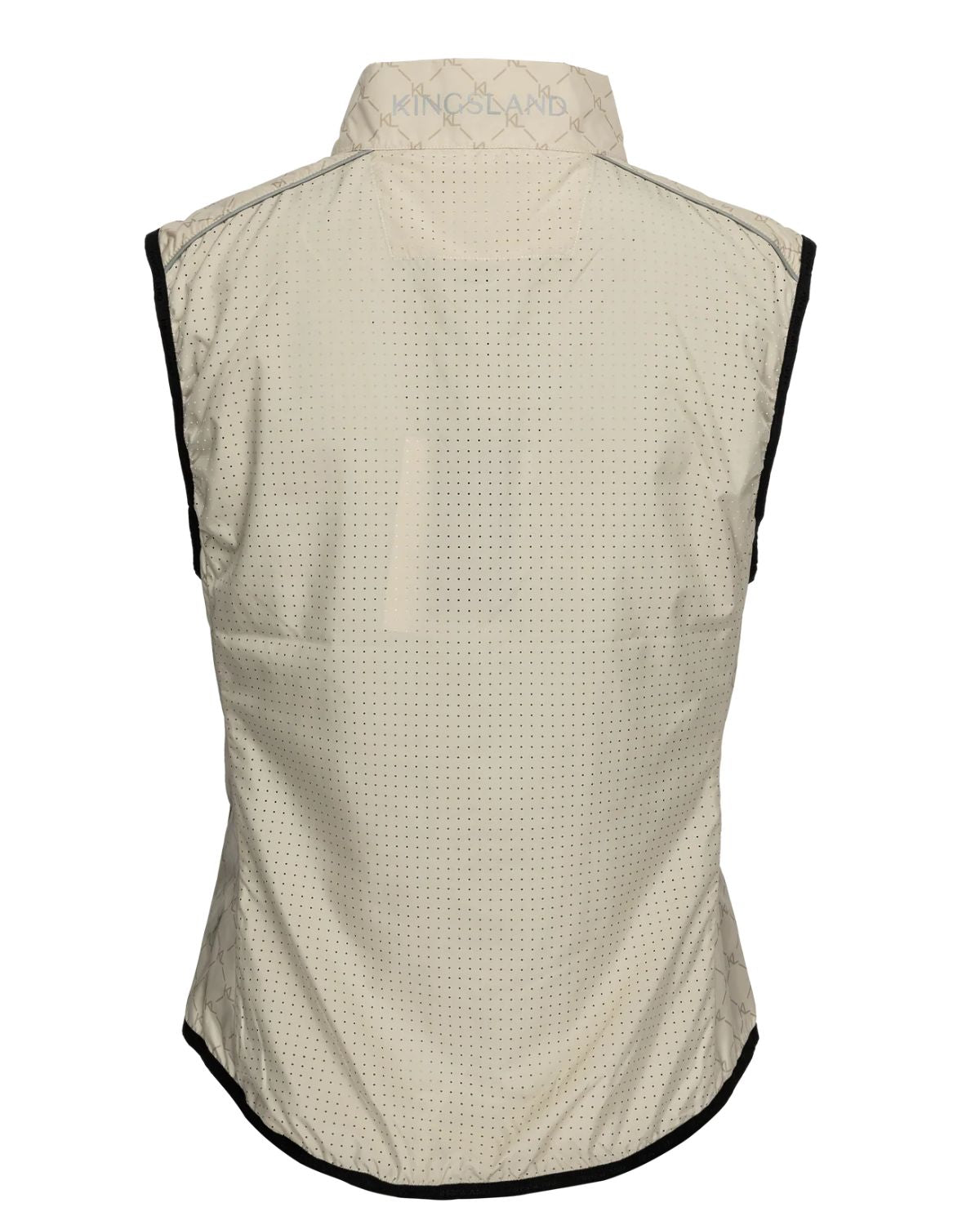 KINGSLAND KLJEAN Ladies Warm-Up Vest - Beige Bodywarmer with KL Print & Reflective Accents. Equiflair