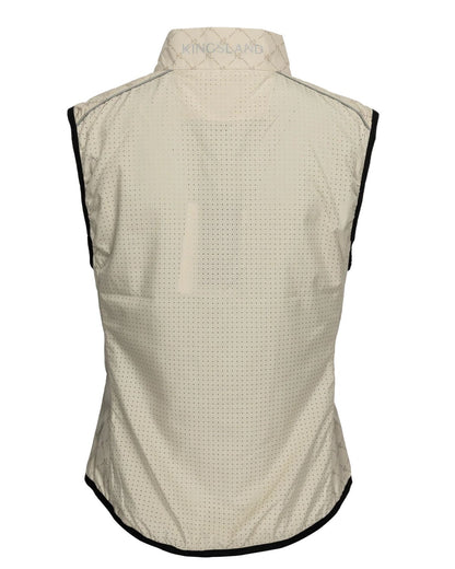 KINGSLAND KLJEAN Ladies Warm-Up Vest - Beige Bodywarmer with KL Print & Reflective Accents. Equiflair