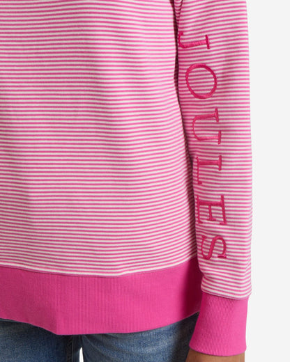 Joules Rushton Pink & White Striped Cotton Cowl Neck Hoodie