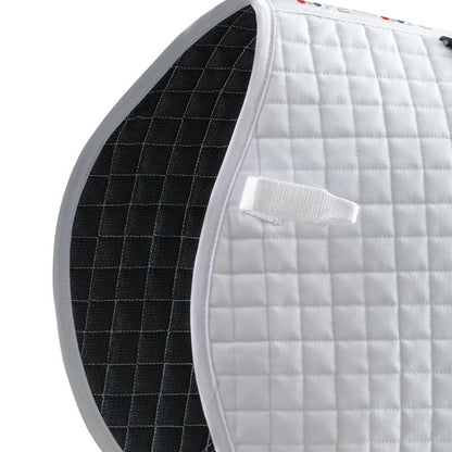 Premier Equine Close Contact Cotton Cross Country Saddle Pad - White. Breathable, wicking, anti-rub protection for equestrian sports.