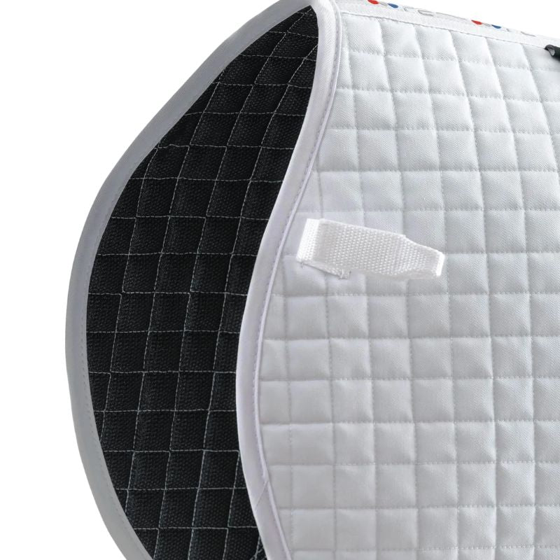 Premier Equine Close Contact Cotton Cross Country Saddle Pad - White. Breathable, wicking, anti-rub protection for equestrian sports.