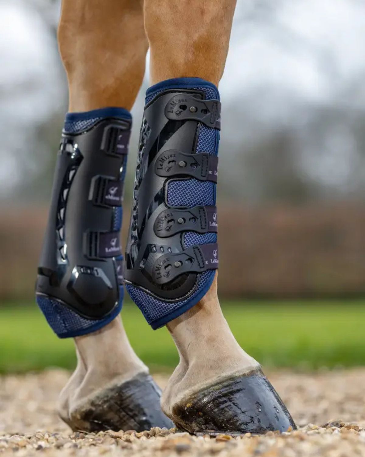 LeMieux Ultra Mesh Snug Boots Front Dark Navy - Horse Riding Leg Protection, Breathable Support, Equiflair