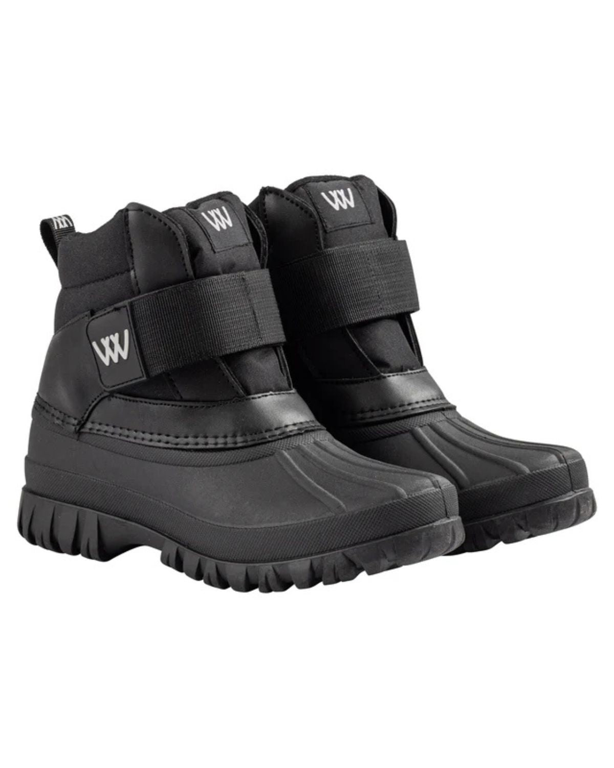 Woof Wear Short Yard Boot Black - New Style. Waterproof, warm yard boots with secure grip for all-weather farm & stable work.