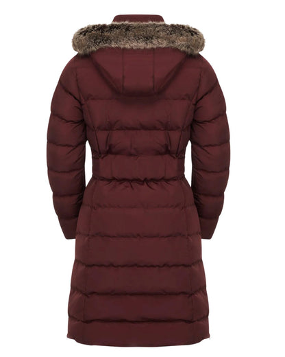 LeMieux Gina Three Quarter Coat Port: Long Padded Winter Jacket with Faux Fur Hood & Fleece Lined Pockets