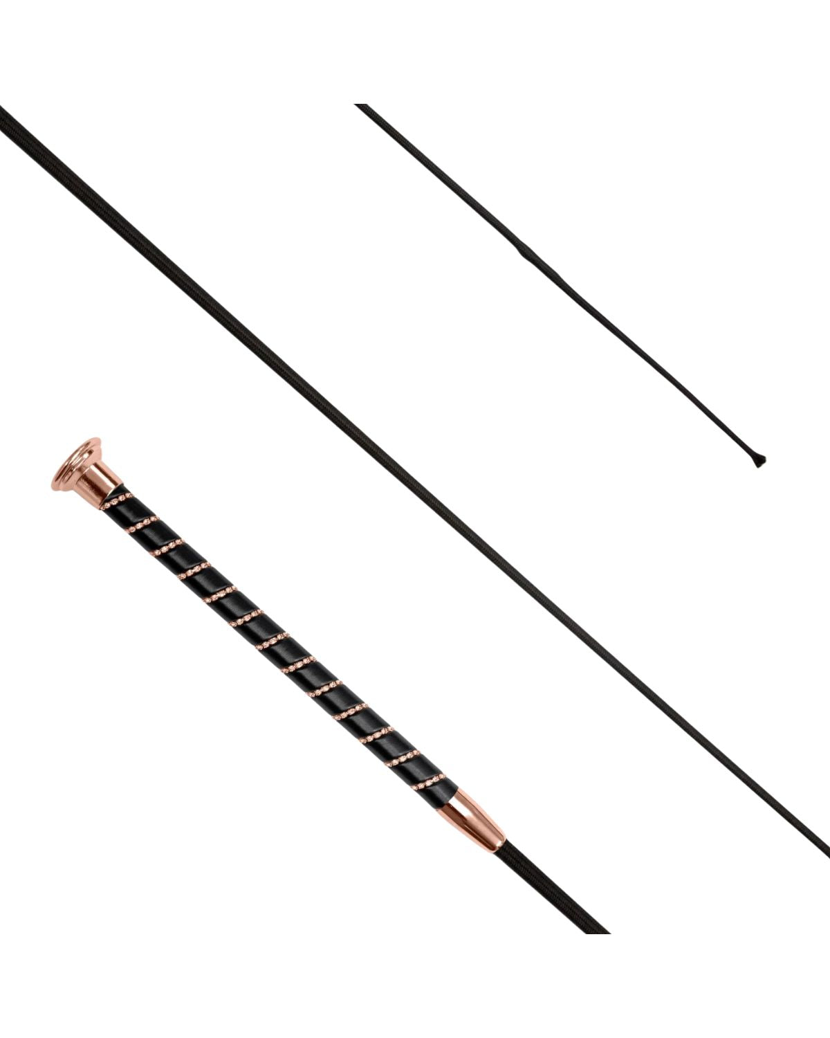 KM Elite Dressage Whip Black Grip with Crystal Spiral Rose Gold