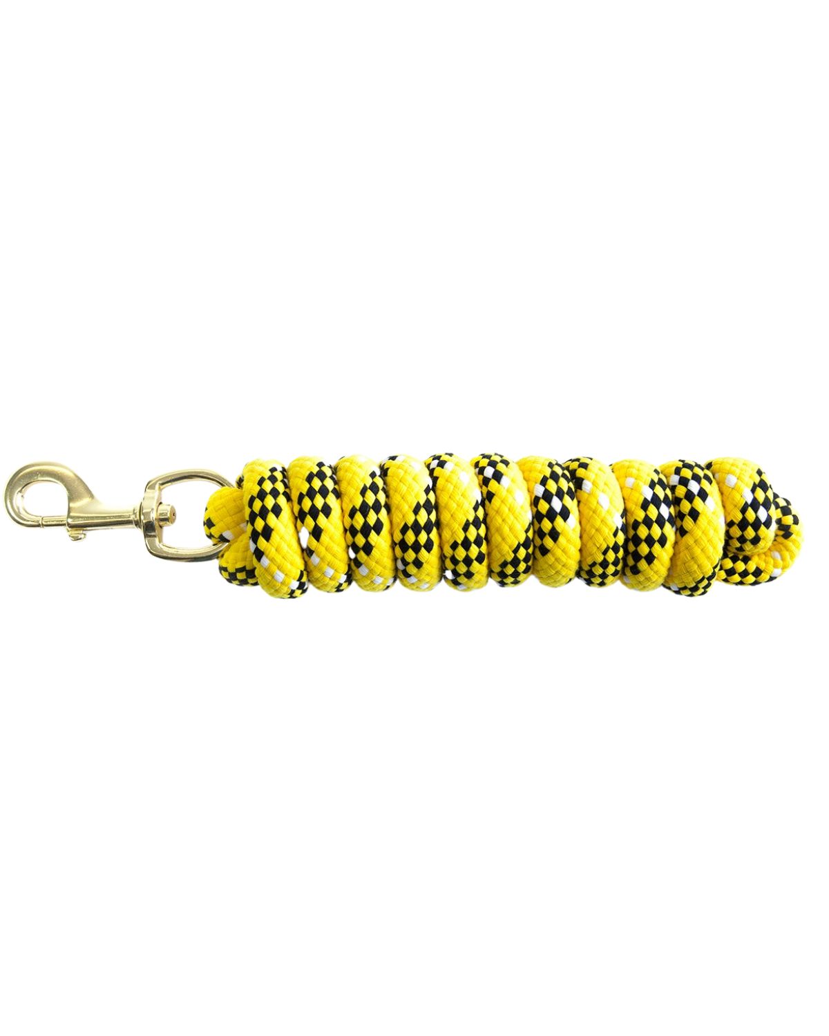 Yellow Horse Lead Rope - KM Elite Double Braided Cotton Lead with Brass Snap