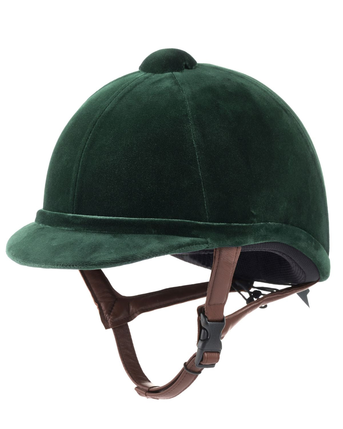 Charles Owen New Hampton Green Velvet Riding Helmet - Equestrian Head Protection