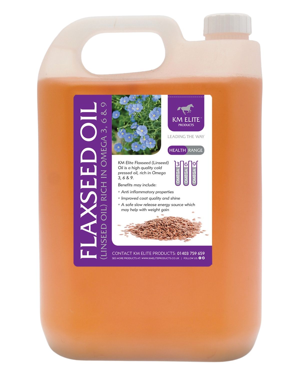 KM Elite Flaxseed Oil for Horses: Omega 3 Supplement for Coat Health