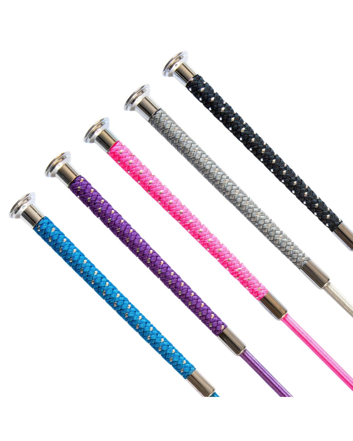 KM Elite Dressage Whip with Silver Braided Grip Hot Pink