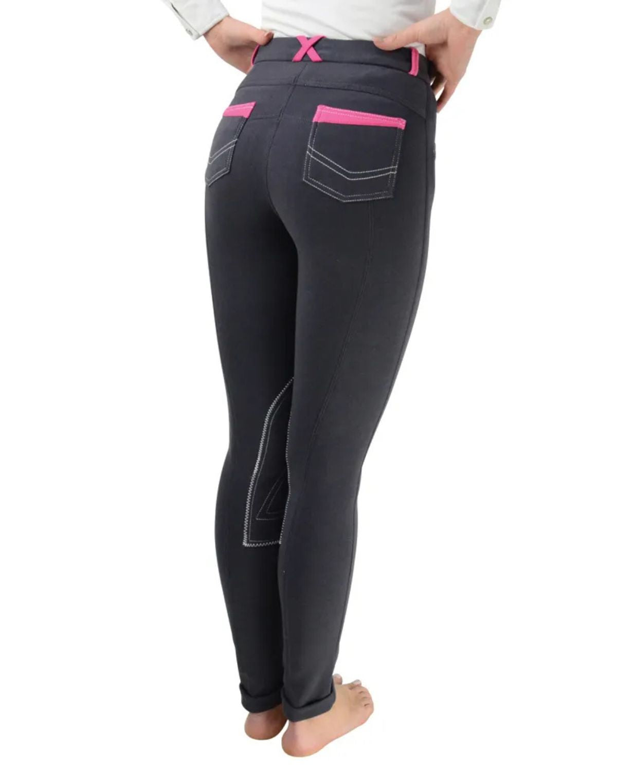 Hy Equestrian Diesel Ladies Jodhpurs Charcoal/Pink
