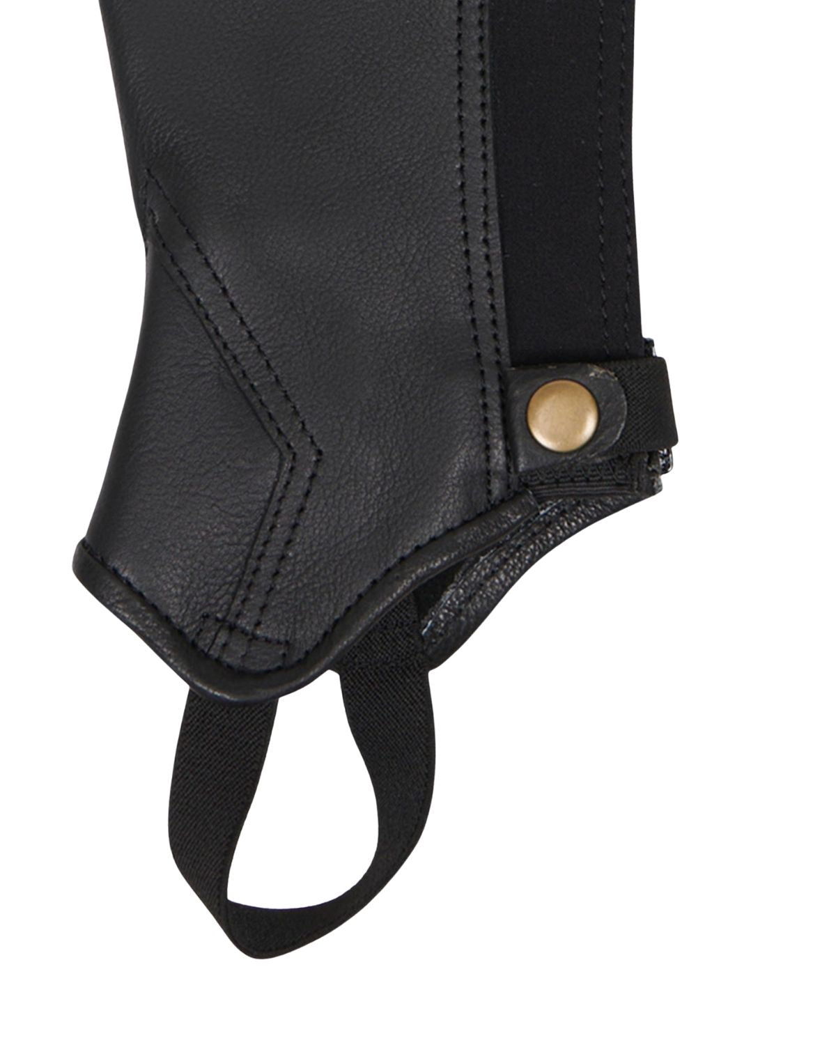 Equestro Unisex Soft Leather Gaiters With Rear Zip Black