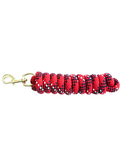 KM Elite Cotton Double Braided Lead Rope - Red. Premium Horse Lead Rope with Brass Swivel Snap - Shop at Equiflair