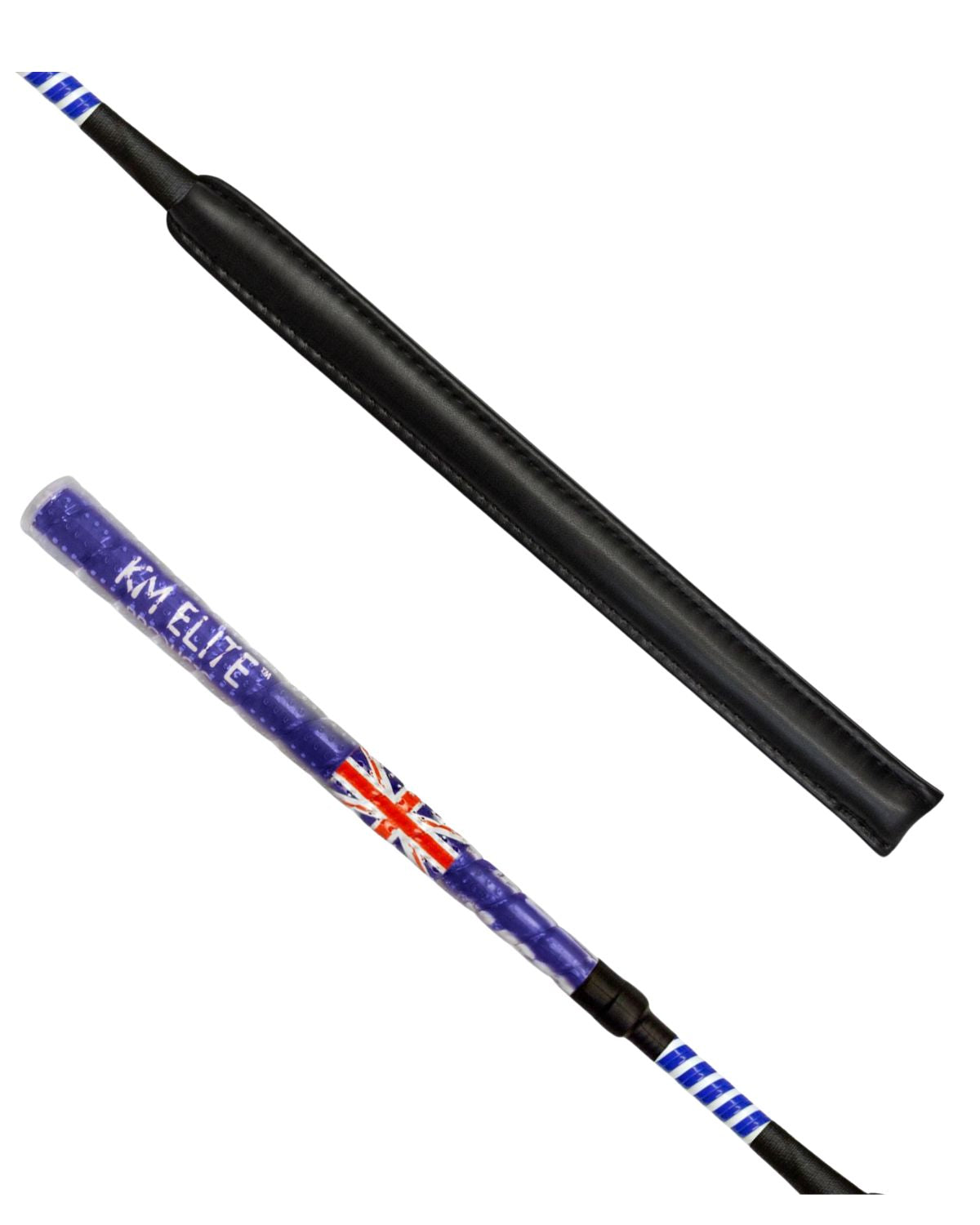 KM Elite Cush Grip Jump Bat Whip - Blue: BS & BSJA Compliant Equestrian Riding Crop. Cushioned Handle for Comfort & Lightweight Balance.
