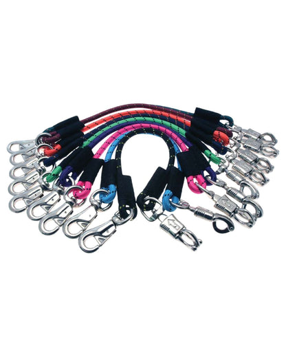 KM Elite Hunter Green Bungee Ties: 23" Horse Trailer Ties with Quick Release Panic Snap, Colorful Bungee Cords