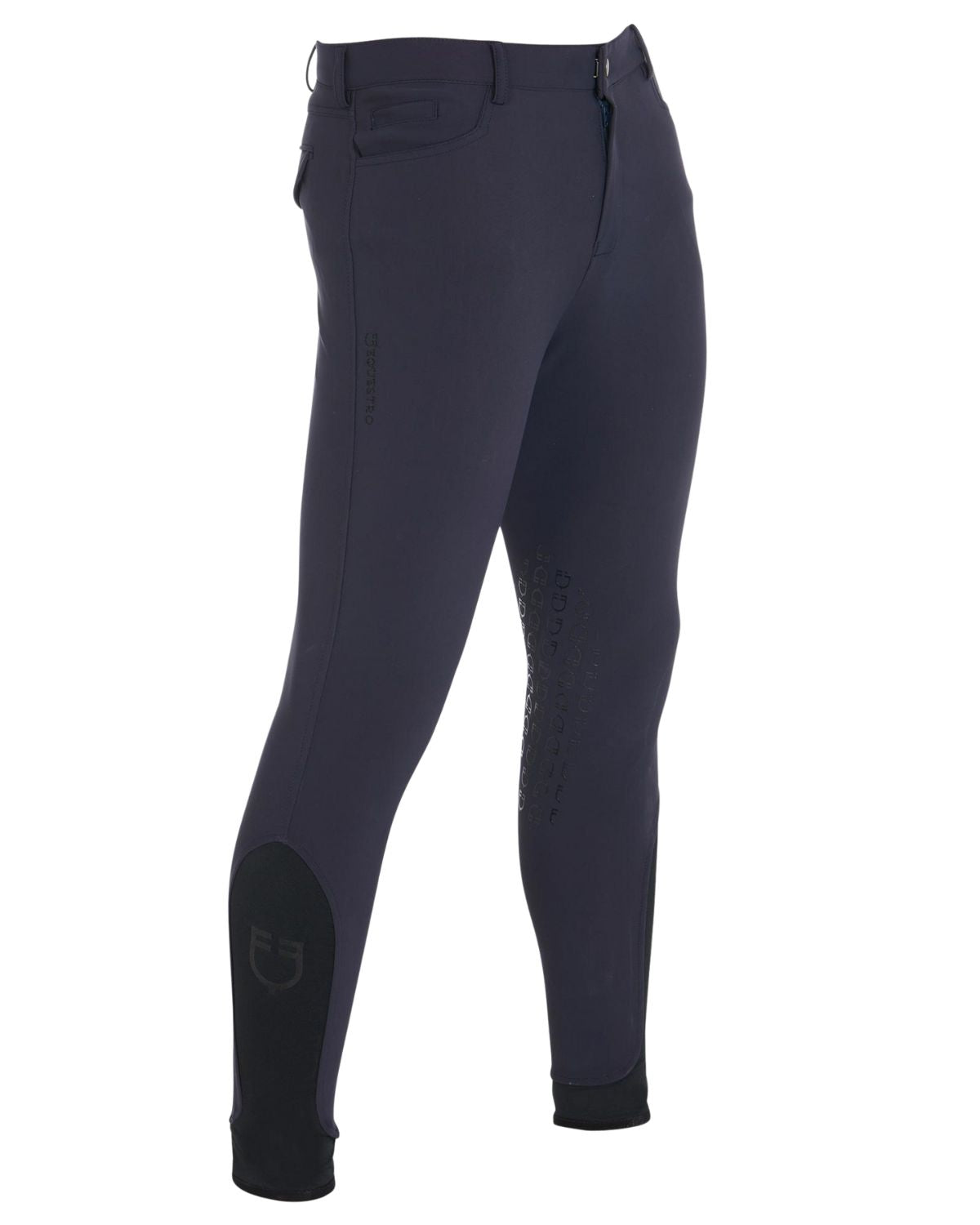 Equestro Men's Slim Fit Grip Breeches With Logo Navy Blazer