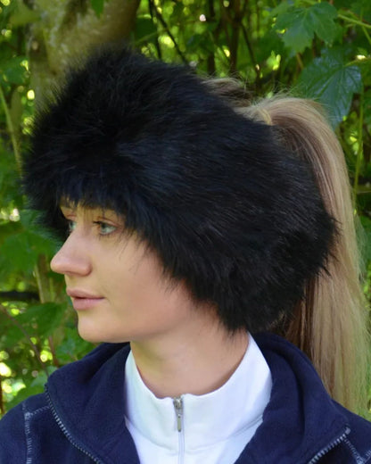 Hy Equestrian Idaho Fleece Lined Faux Fur Headband Black