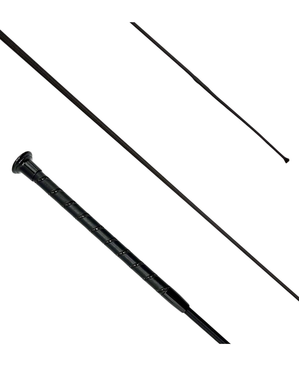 KM Elite Dressage Whip Black Crystal: Equestrian Riding Whip for Dressage Training - Equiflair