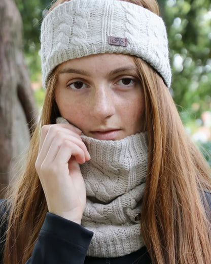 Hy Equestrian Meribel Cable Knit Snood Oatmeal