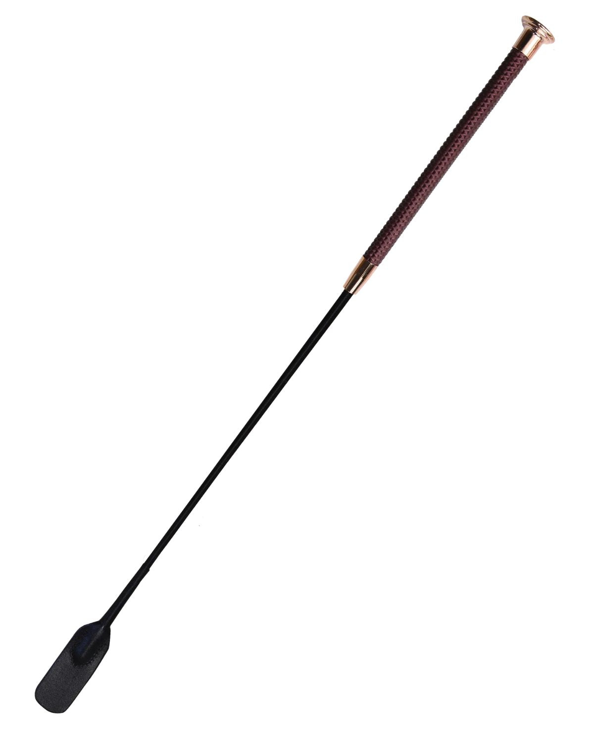WOOF WEAR Diamond Riding Whip Damson: Leather Flapper, Rose Gold Accents, 60cm Equestrian Show Whip