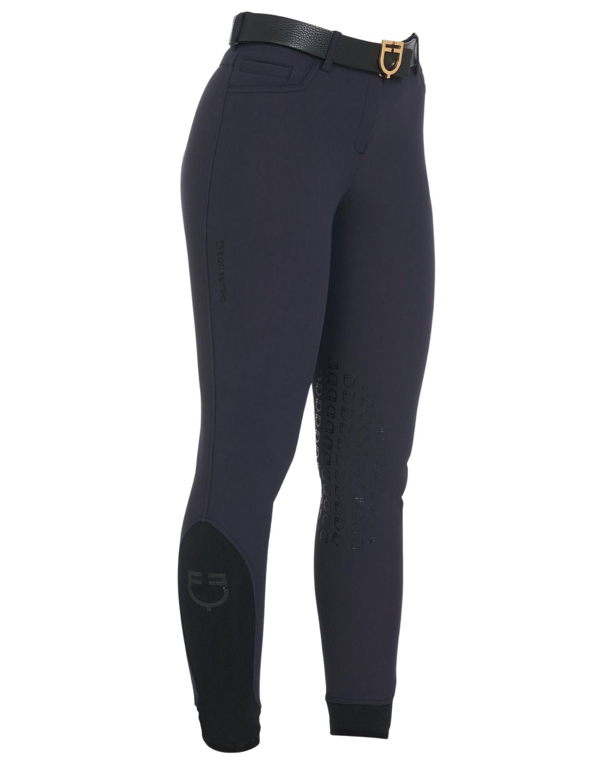 Equestro Women's Slim Fit Grip Breeches With Logo Navy