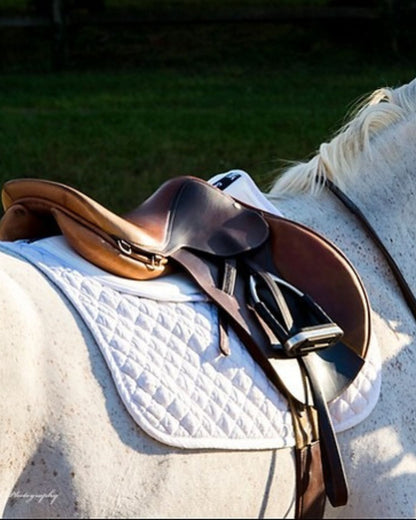 Horse Saddle Pad: White ThinLine Trifecta Cotton Half Pad. Equine Comfort & Support