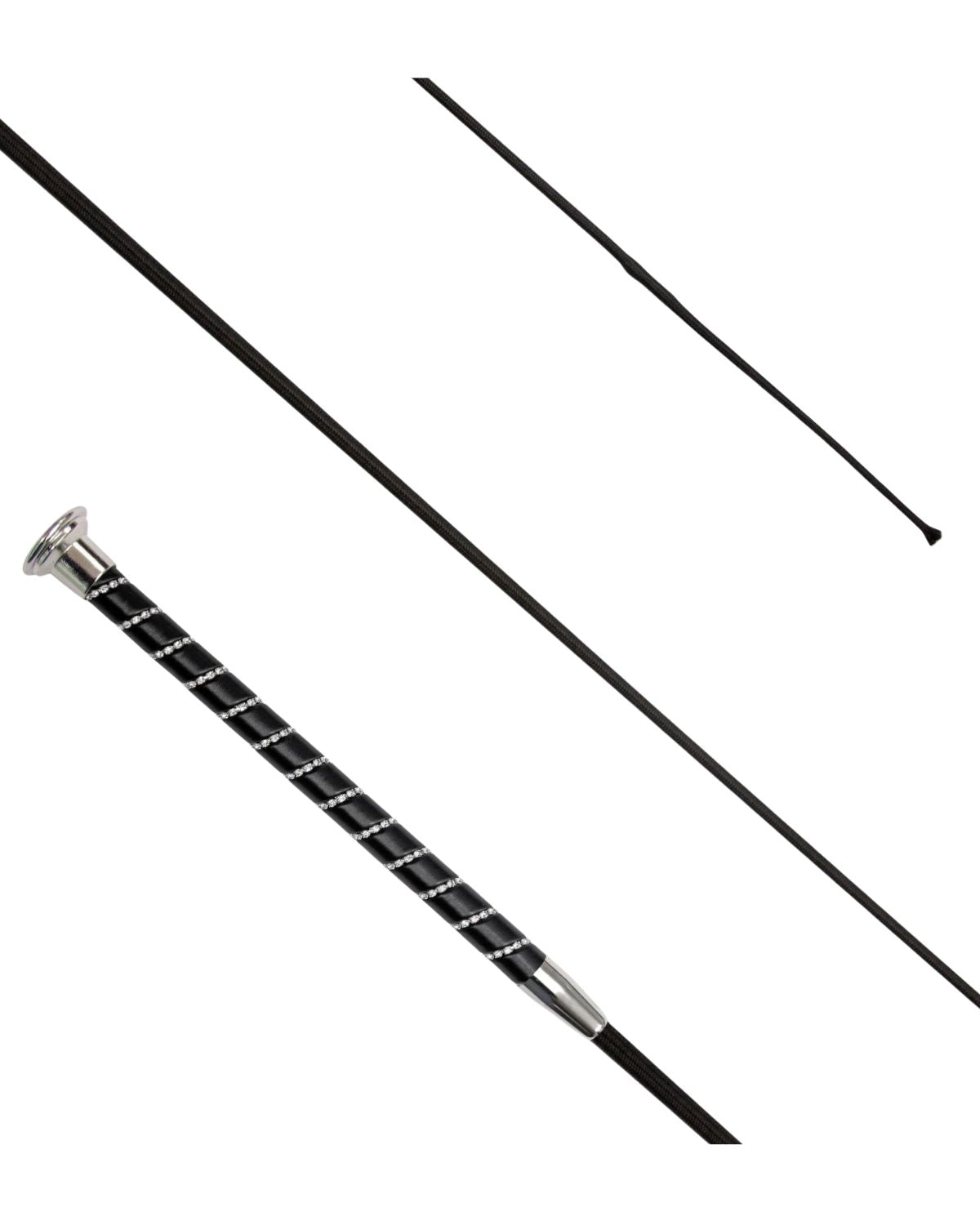 KM Elite Dressage Whip Black with Crystal Spiral Silver Grip | Equiflair