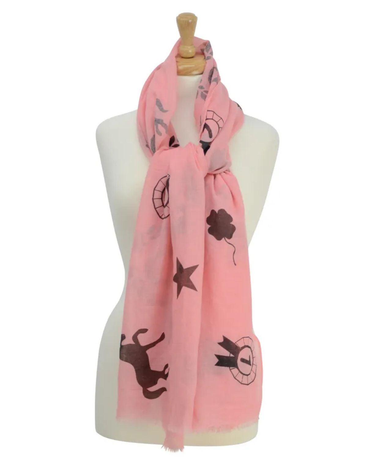 Hy Equestrian Ladies Balmoral Scarf Coral/Black Print
