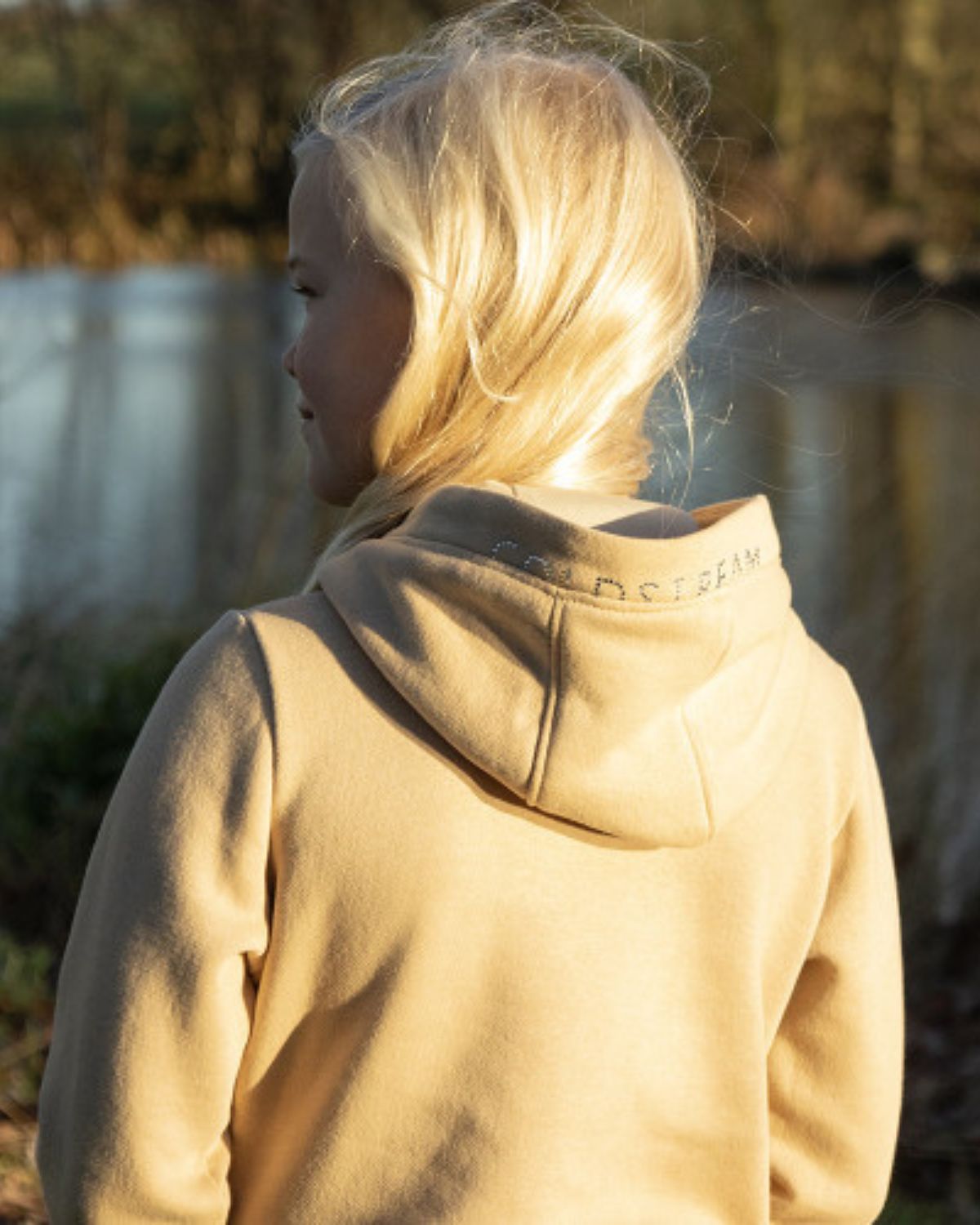 Coldstream x Anya Diamante Hoodie Champagne: Limited Edition Equestrian Style with Diamante Logo Detail.