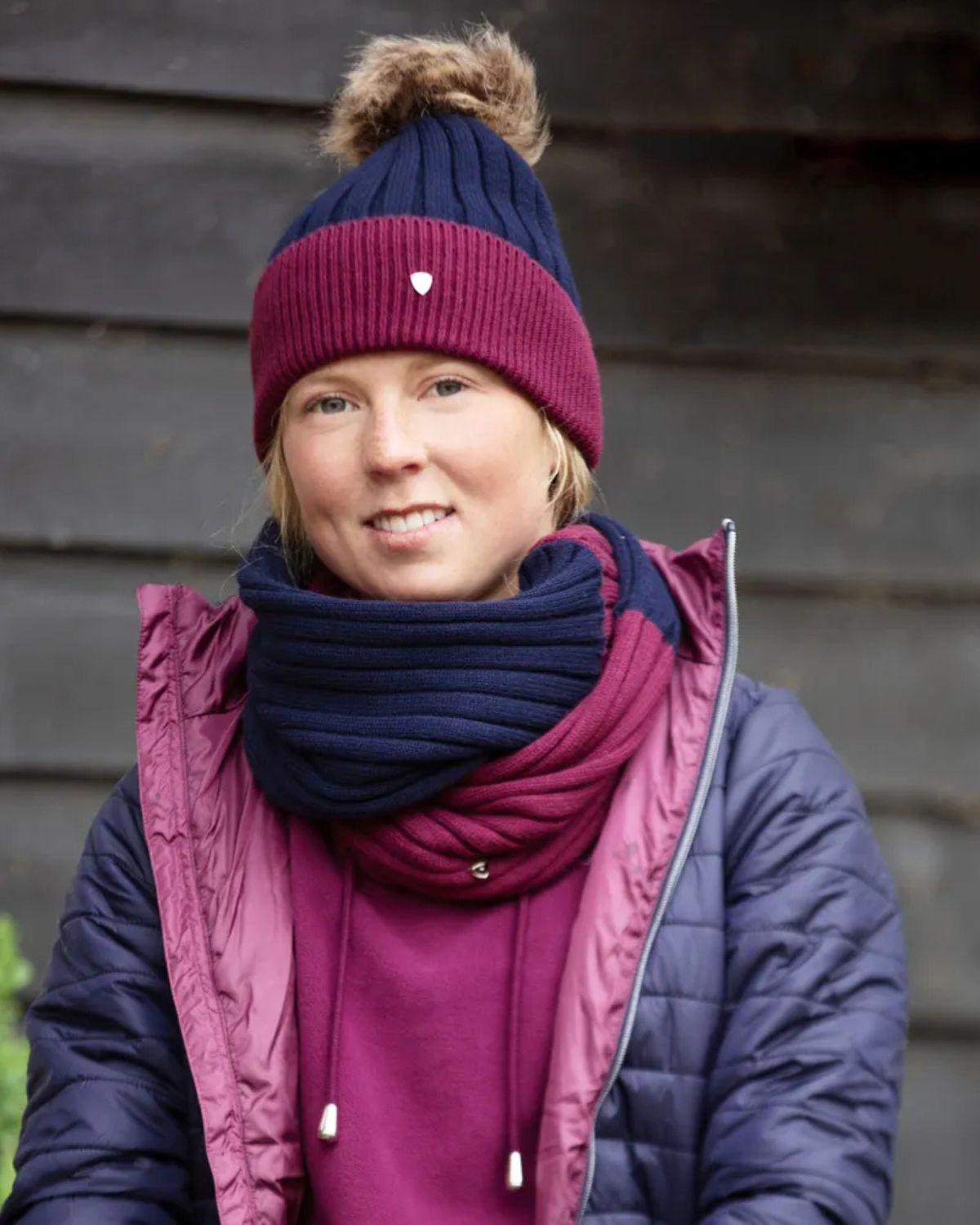 Hy Equestrian Synergy Luxury Snood Navy/Fig