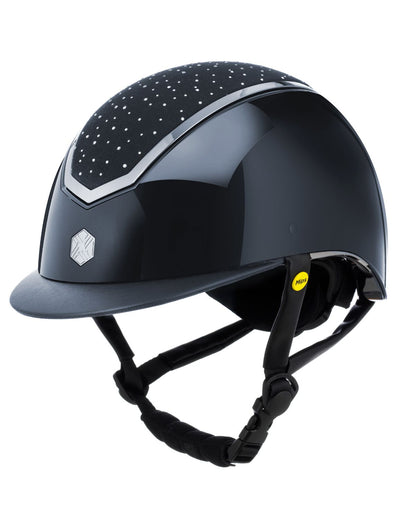 Charles Owen Kylo EQX Crystal Riding Helmet with MIPS - Navy Gloss/Silver Equestrian Gear
