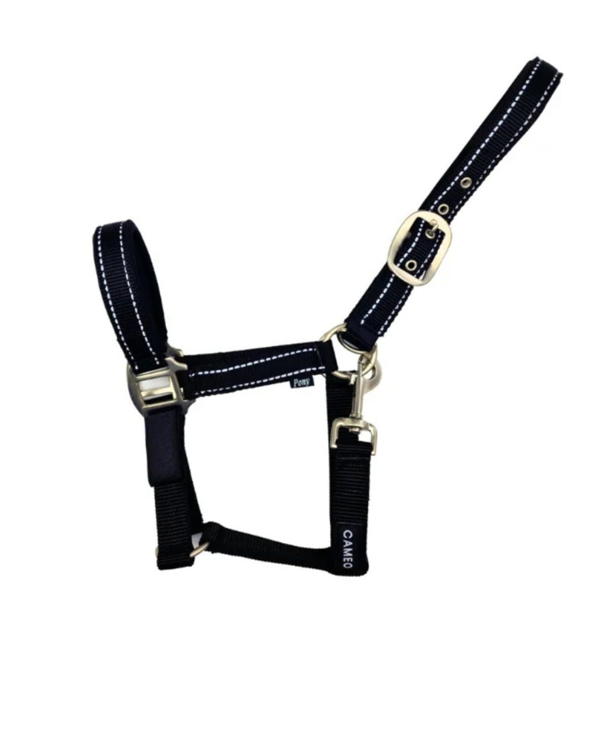 CAMEO SAFETY HEADCOLLAR Black Reflective Horse Pony Headcollar. Safety headcollar with reflective trim.