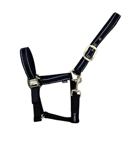 CAMEO SAFETY HEADCOLLAR Black Reflective Horse Pony Headcollar. Safety headcollar with reflective trim.