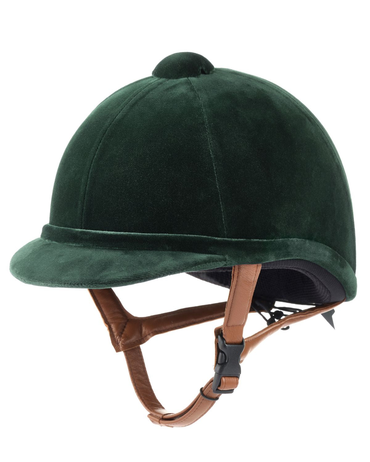 Charles Owen Hampton Green Velvet Equestrian Riding Helmet - Classic, High-Quality Head Protection