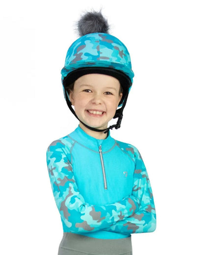 Hy Equestrian DynaForce Hat Cover Pacific/Grey