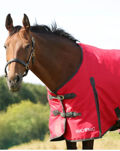 HYCONIC 100G Turnout Rug Red/Charcoal - Waterproof Horse Blanket from Equiflair
