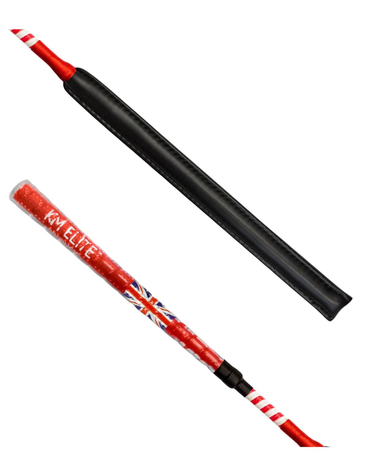 KM Elite Cush Grip Jump Bat Whip Red - Equestrian Riding Whip BSJA Compliant by Equiflair