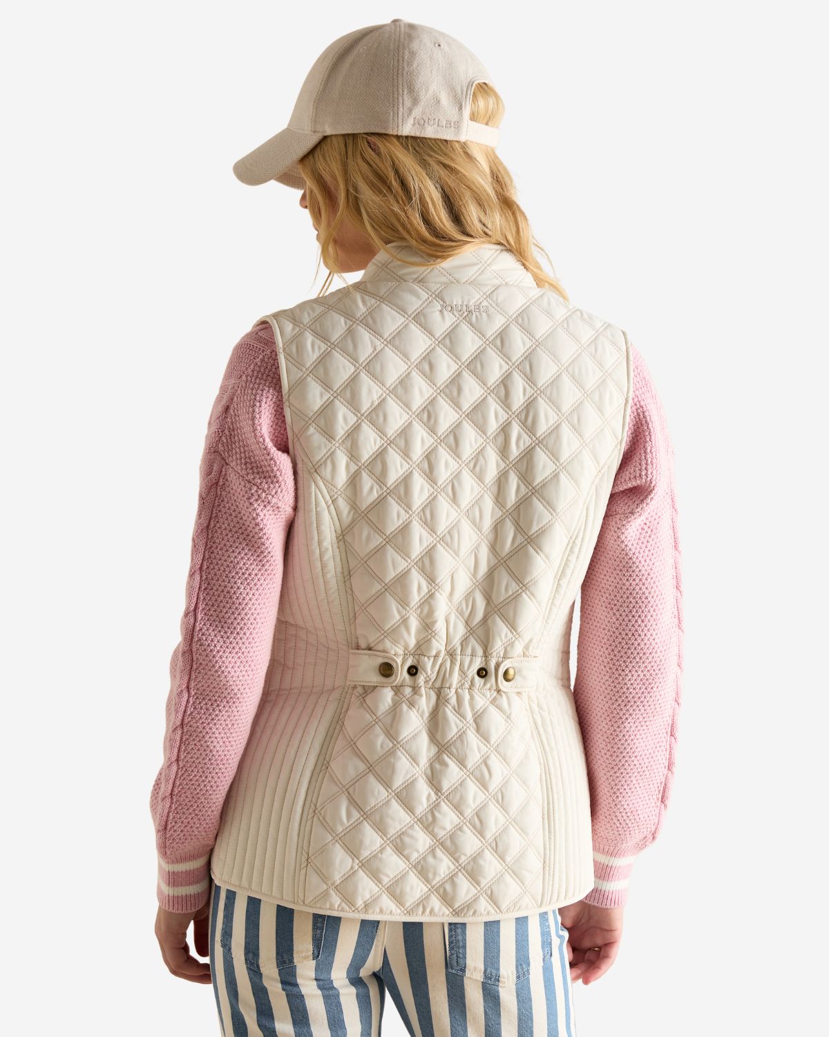 Joules Minx Showerproof Diamond Quilted Gilet Cream