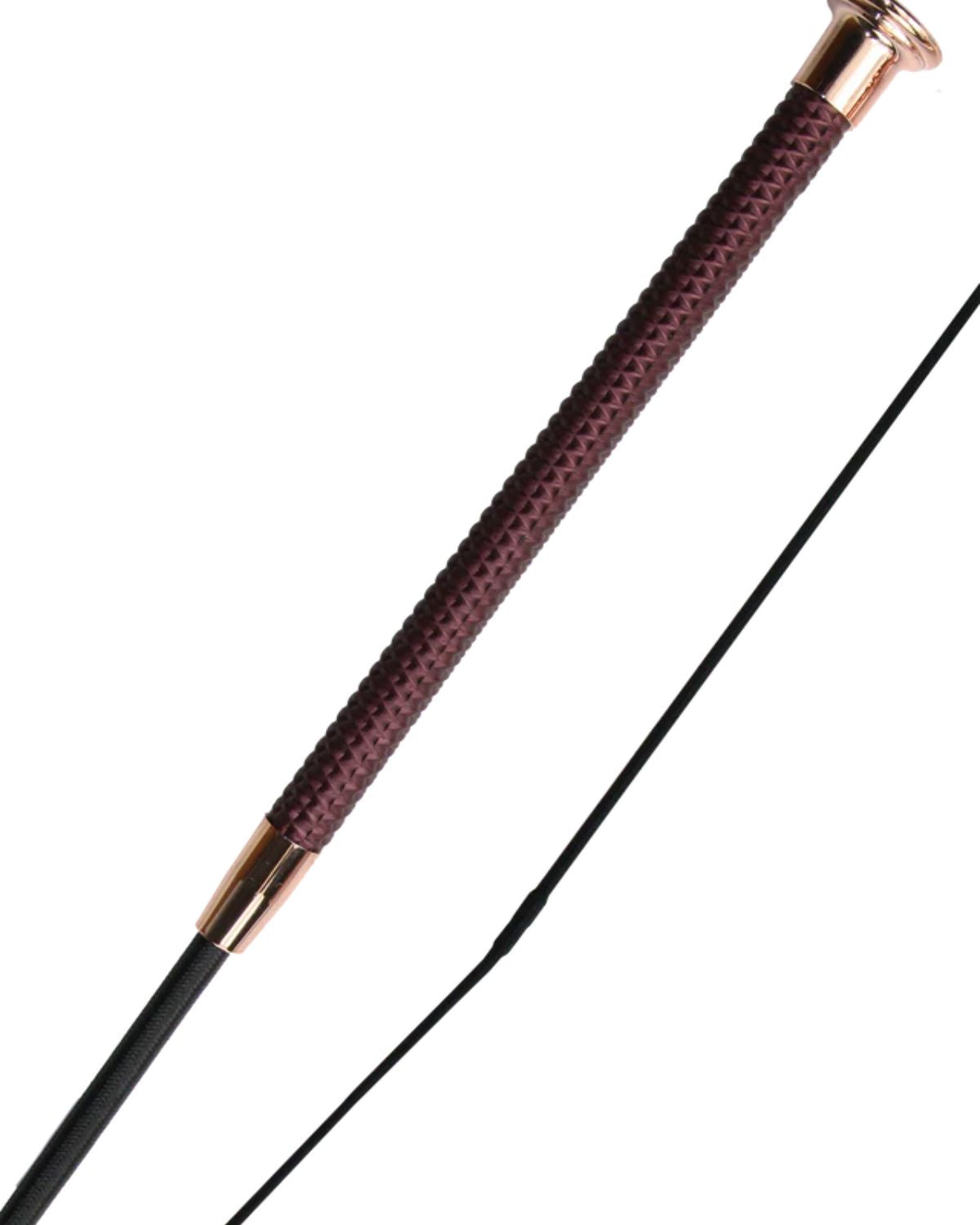 Woof Wear Damson Dressage Whip: Rose Gold Hardware, Faux Leather Grip, Elegant Riding Crop for Equestrian Performance