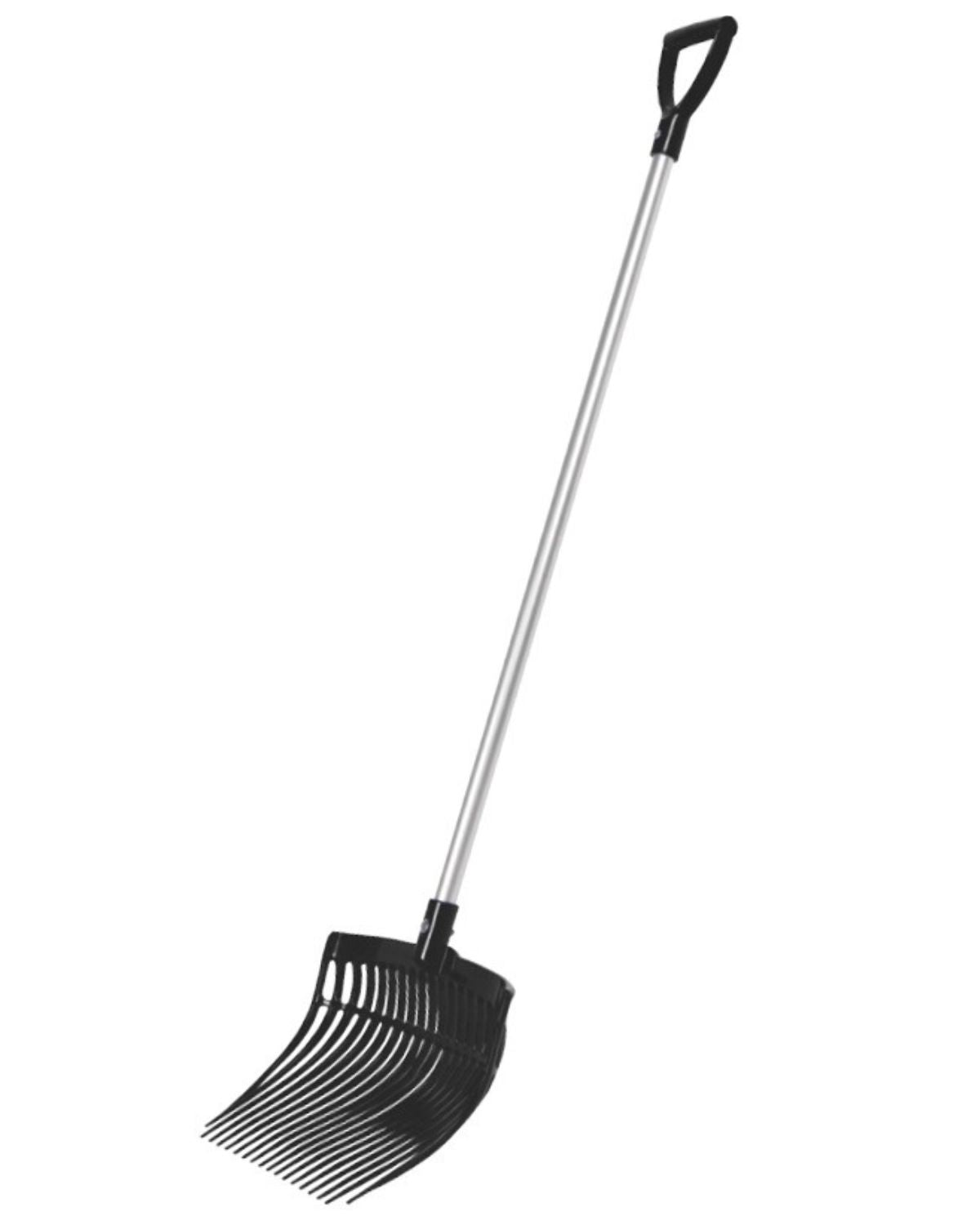 KM Elite Ultimate Shavings Fork - Black Aluminum Yard Cleaning Tool - Durable & Lightweight Bedding Fork