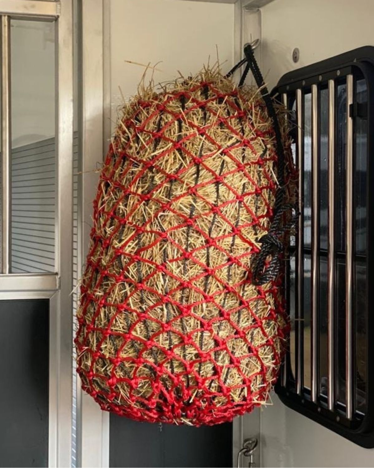 KM Elite Red Hay Net: Slow Feeder Haynet for Horses - Promotes Slower Eating, Prevents Overeating