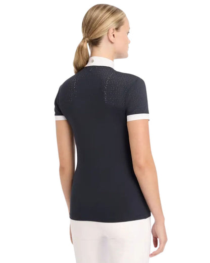LeMieux Olivia Navy Show Shirt - Short Sleeve Equestrian Apparel - Breathable, Performance Fabric - Equiflair