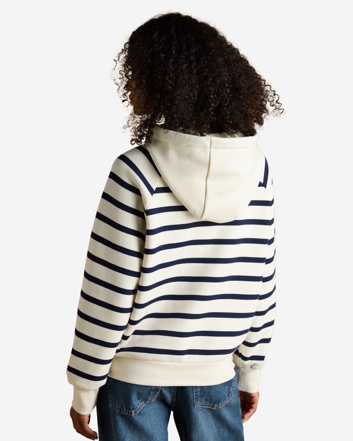 Joules Milbourne Cream & Navy Striped Cotton Blend Hoodie