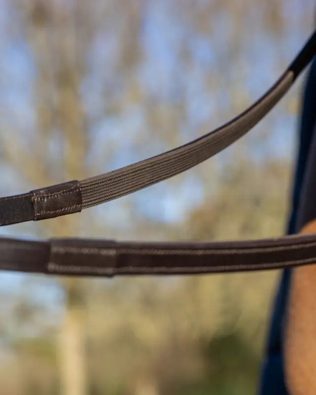 LeMieux Rubber Half lined Reins Brown/Silver
