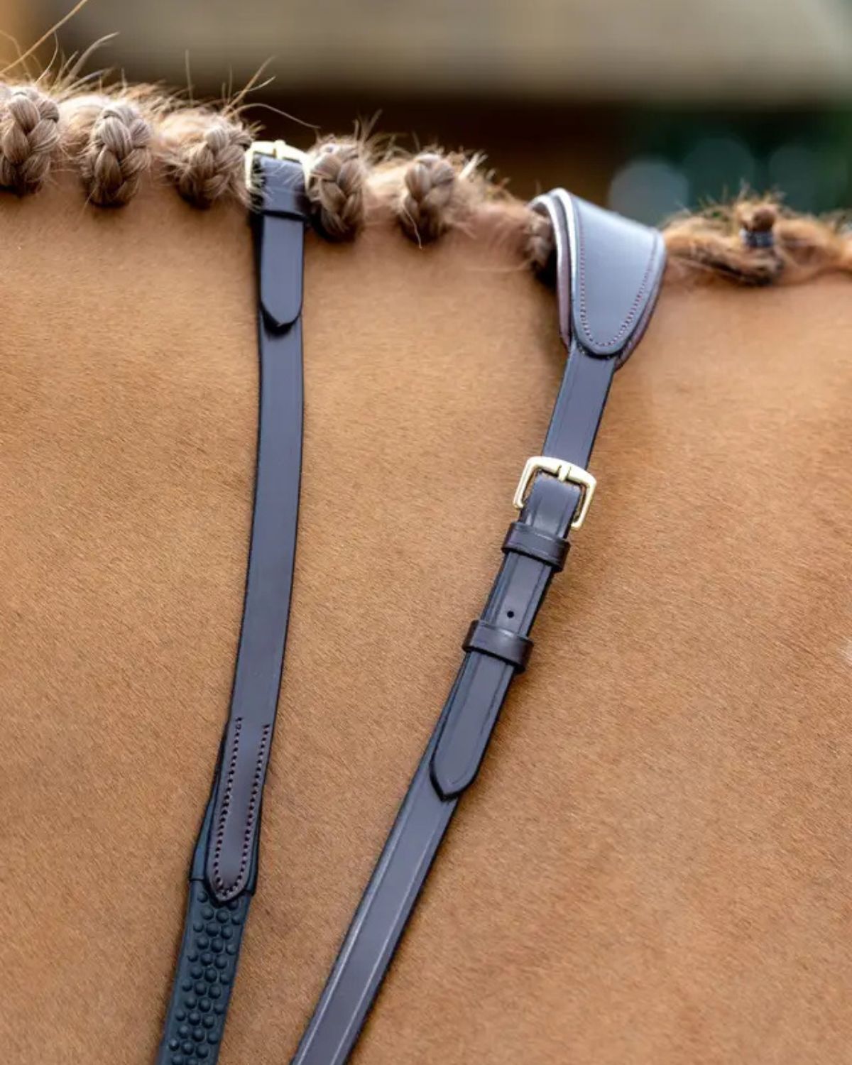LeMieux Soft Rubber Reins Brown/Brass