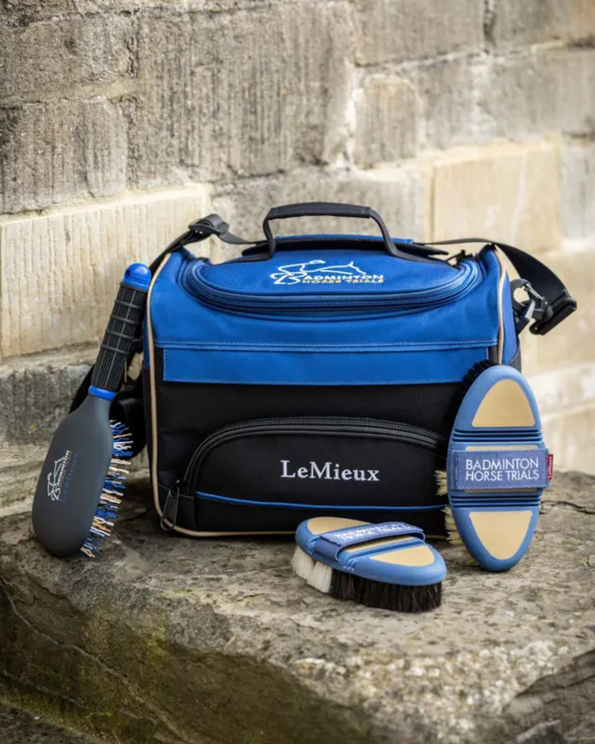 LeMieux Badminton Horse Trials Finishing Brush Blue - Horse Grooming Kit & Brush Set