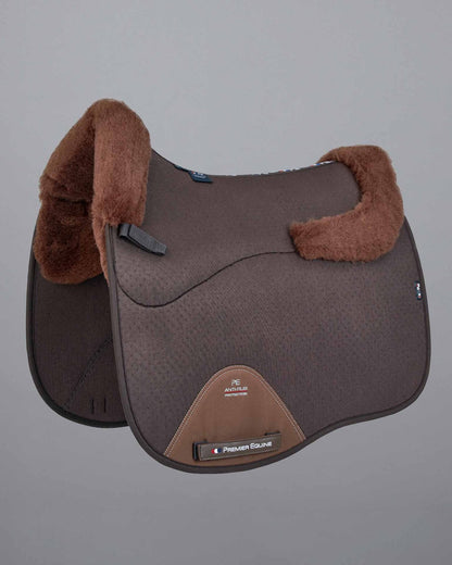 Brown Dressage Saddle Pad with Wool - Premier Equine Airtechnology Shockproof - Equestrian Gear - Close Contact Pad Horse…