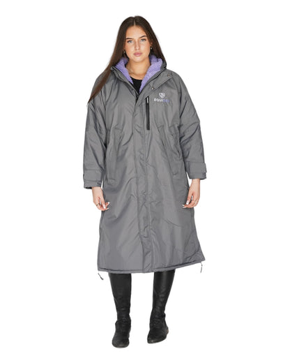 EQUIDRY Women's Waterproof Riding Coat: Gray Fleece Lined Long Horse Riding Jacket